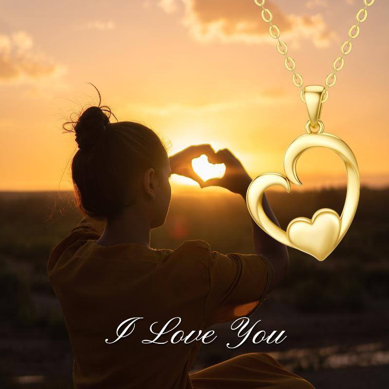 قلادة على شكل قلب من الذهب عيار 10 قيراط-6