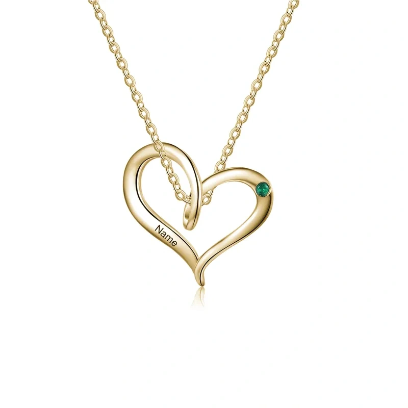 10K Gold Cubic Zirconia Heart Pendant Necklace-3