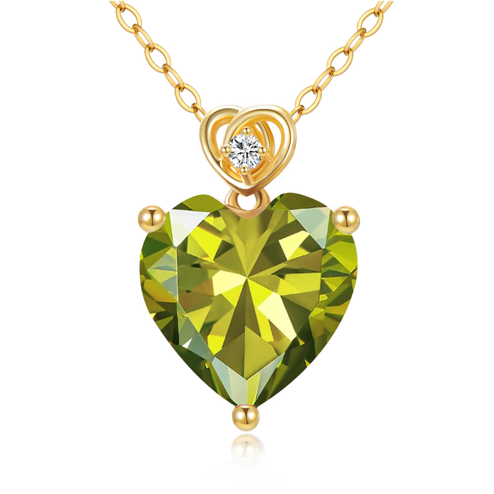 Collar Colgante Corazón Zirconia Cúbica Oro 14K-1