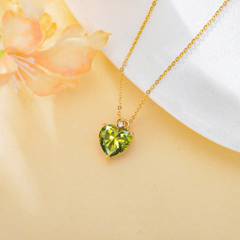 Collar Colgante Corazón Zirconia Cúbica Oro 14K-3
