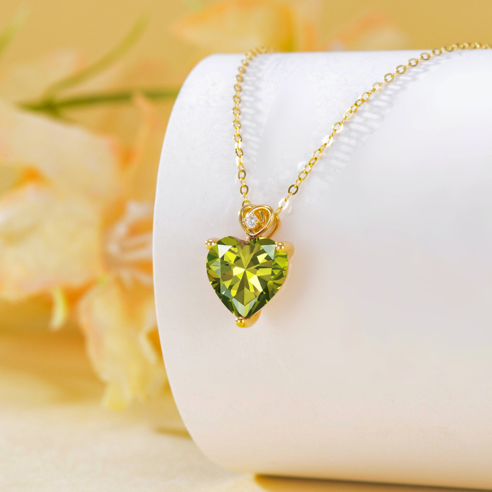 Collar Colgante Corazón Zirconia Cúbica Oro 14K-4