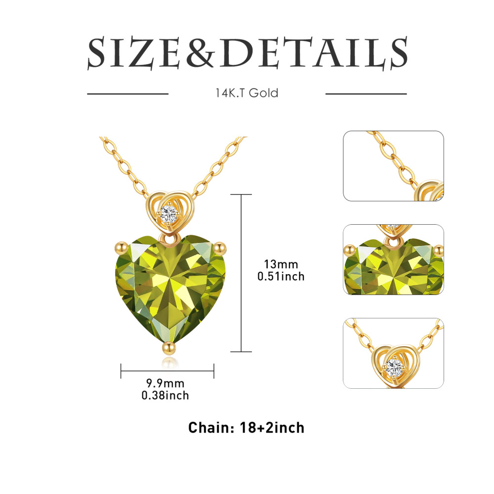 Collar Colgante Corazón Zirconia Cúbica Oro 14K-5