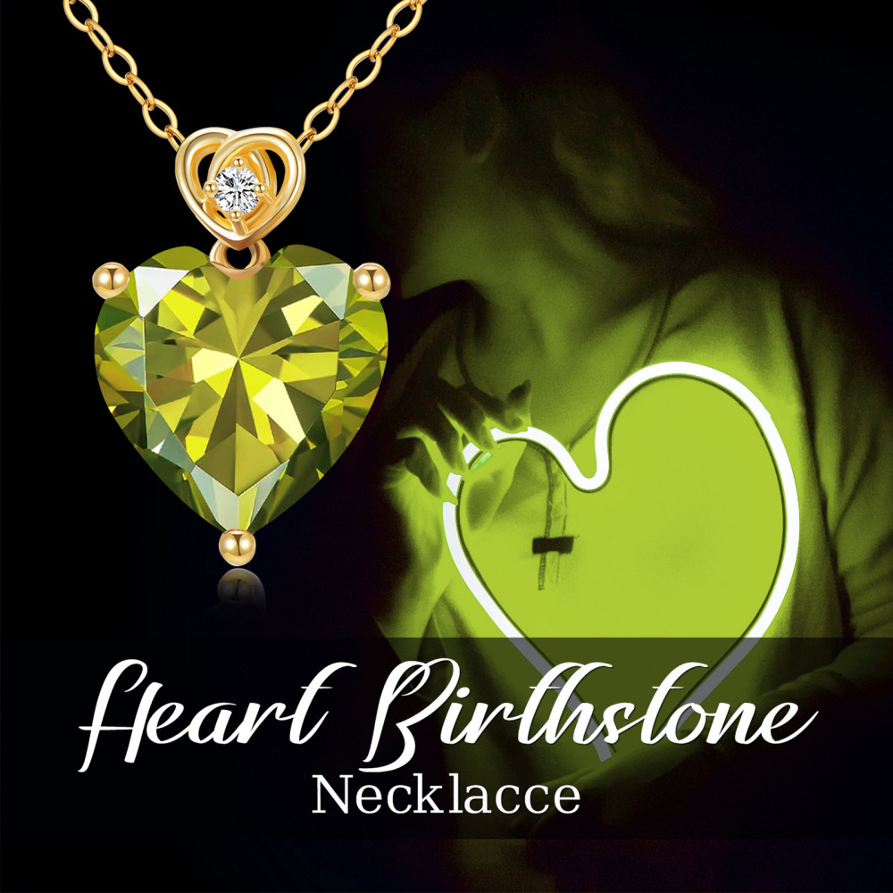 Collar Colgante Corazón Zirconia Cúbica Oro 14K-6