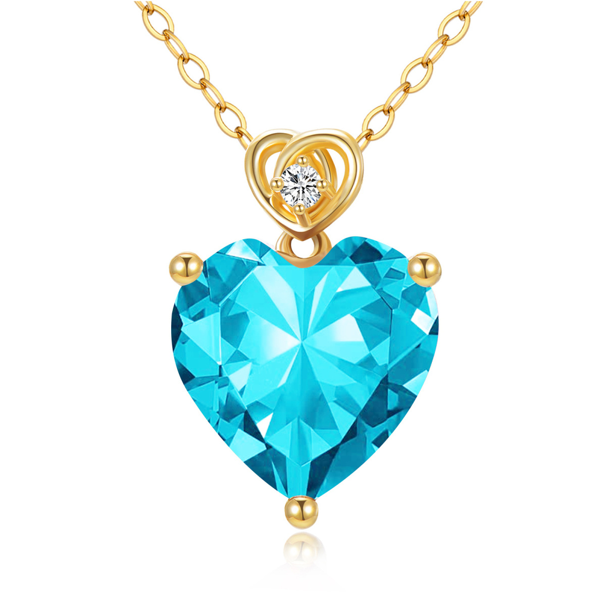 10K Gold Cubic Zirconia Heart Pendant Necklace-1