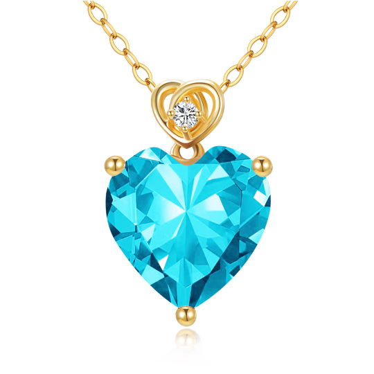 10K Gold Cubic Zirconia Heart Pendant Necklace