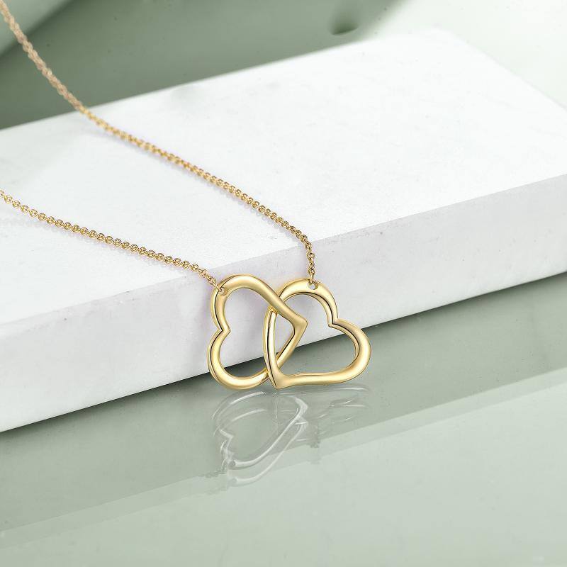 Collier avec pendentif en forme de coeur en or 14K-3