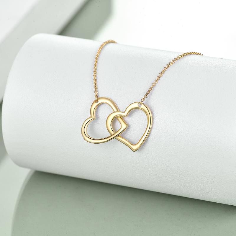 Collier avec pendentif en forme de coeur en or 14K-4