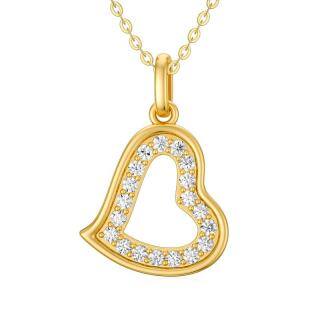 10K Gold Heart Pendant Necklace-17