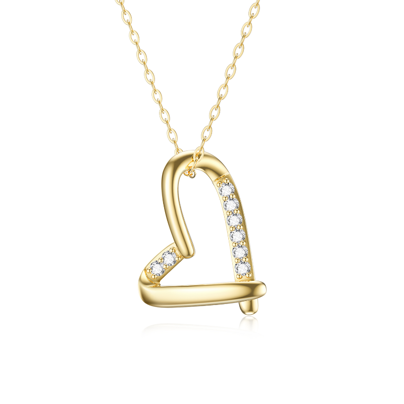 Collier avec pendentif en forme de coeur en or 14K-1