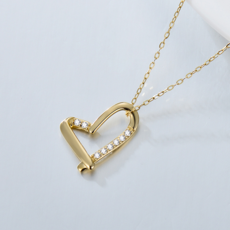 Collier avec pendentif en forme de coeur en or 14K-4