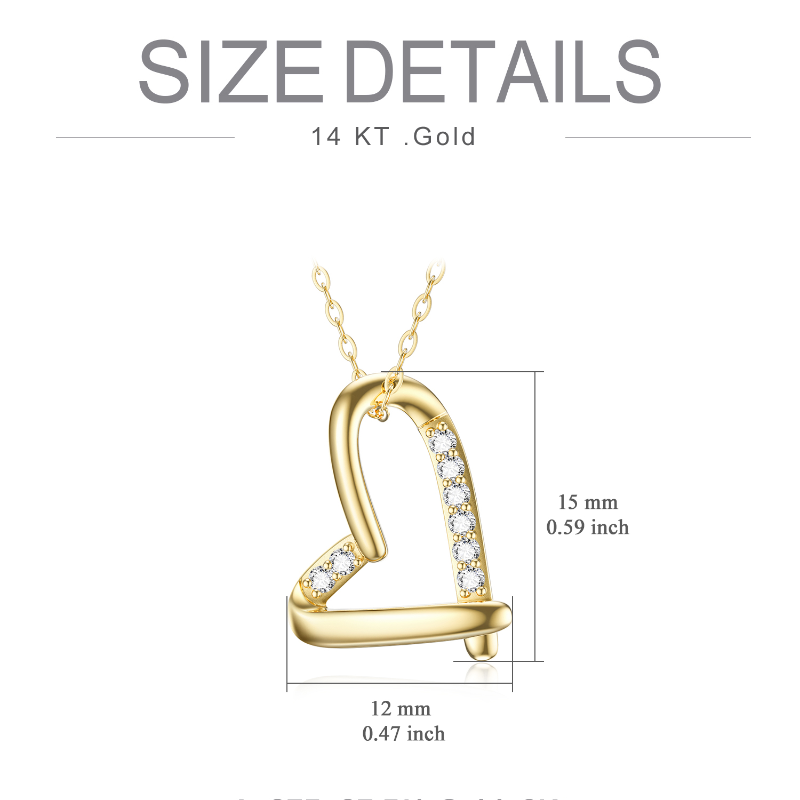 14K Gold Heart Pendant Necklace-5