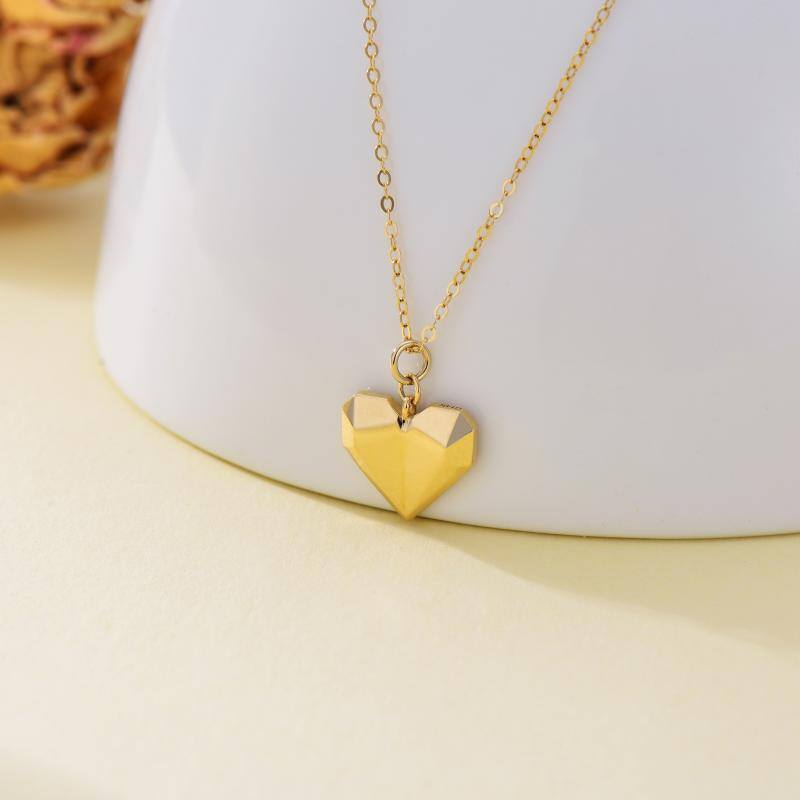 14K Gold Heart Pendant Necklace-3
