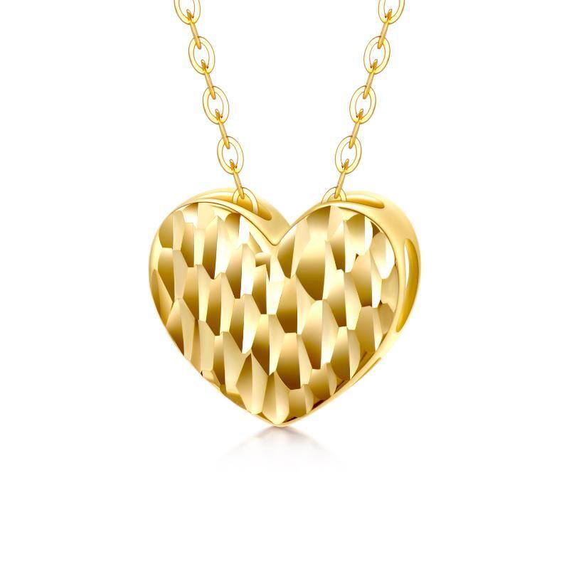 Collier avec pendentif en forme de coeur en or 14K-1