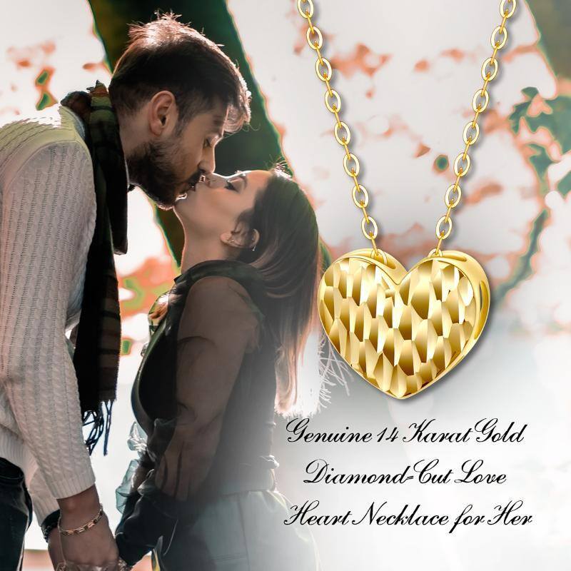 10K Gold Heart Pendant Necklace-5