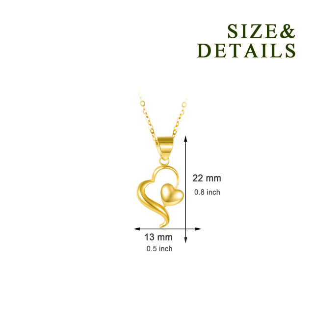 14K Gold Heart With Heart Pendant Necklace-6