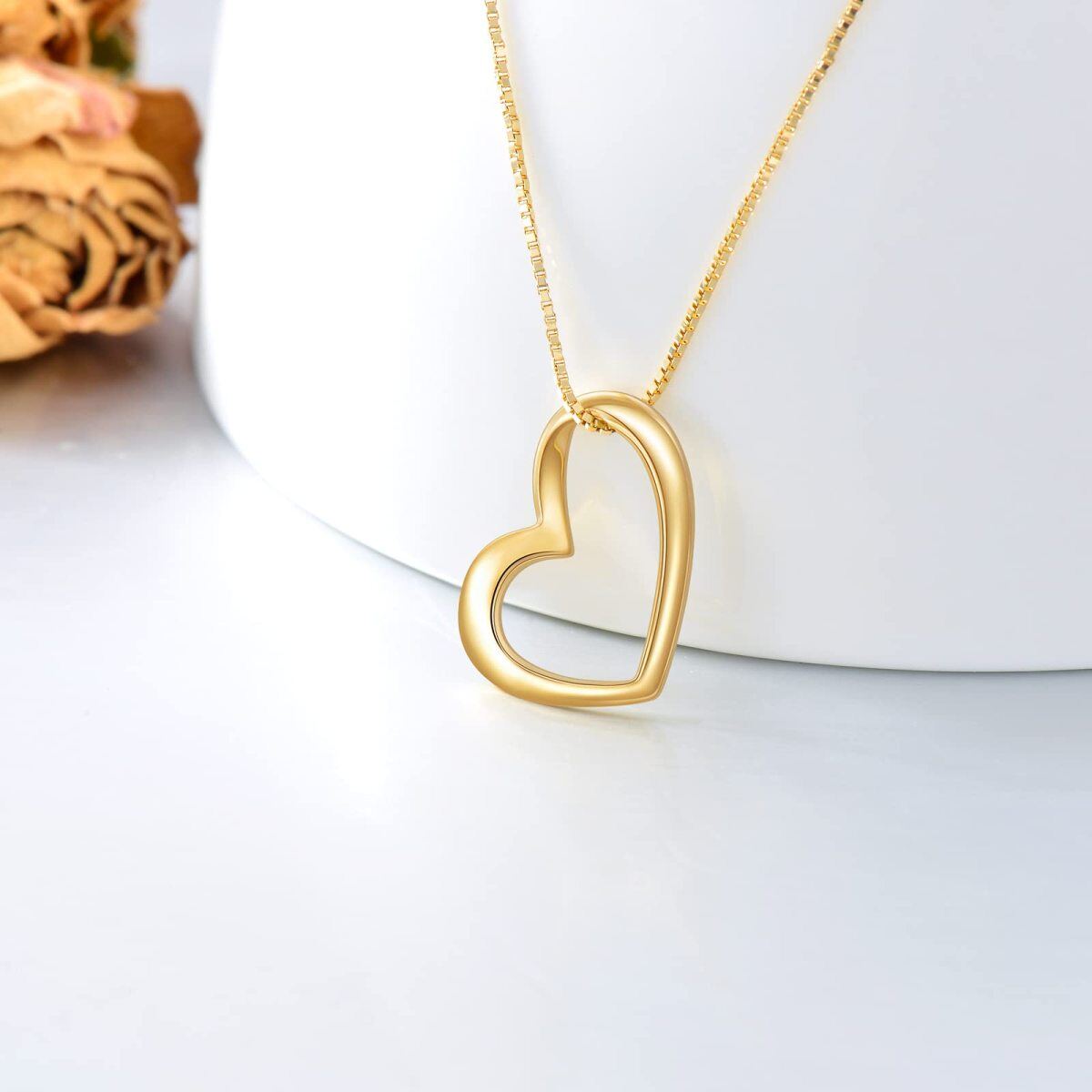 14K Gold Heart Pendant Necklace-3