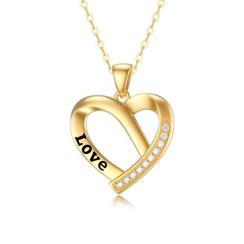 14K Gold Heart Pendant Necklace-1