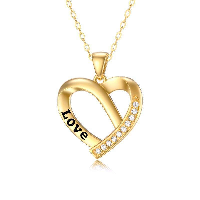 10K Gold Heart Pendant Necklace-1