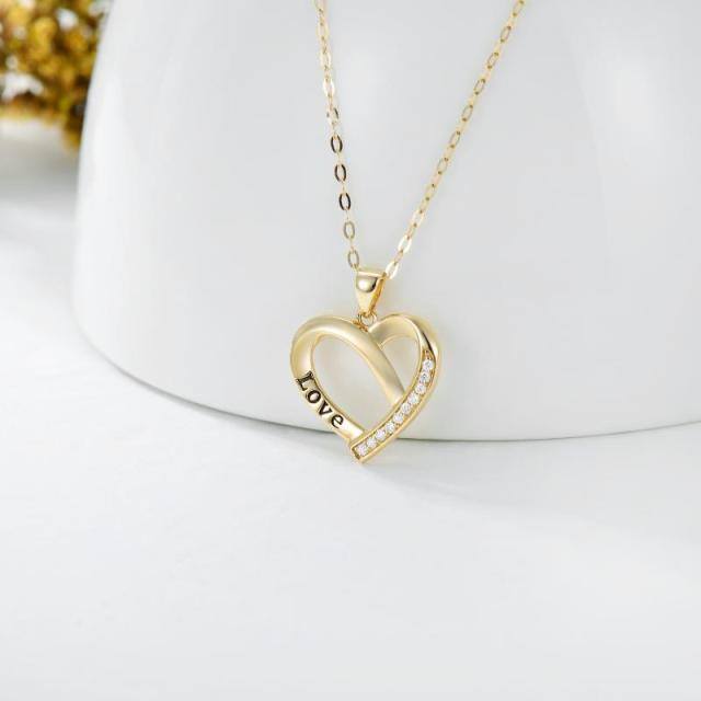 Collier avec pendentif en forme de coeur en or 14K-3