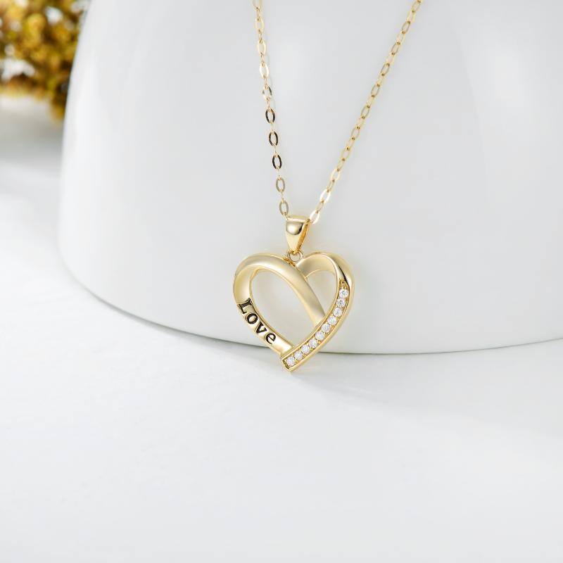 10K Gold Heart Pendant Necklace-3