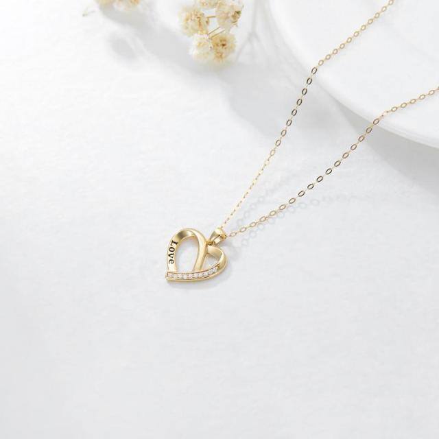 Collier avec pendentif en forme de coeur en or 14K-4