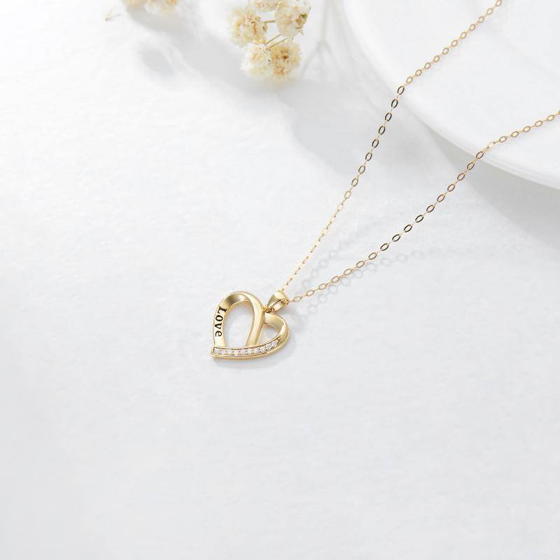 10K Gold Heart Pendant Necklace-4