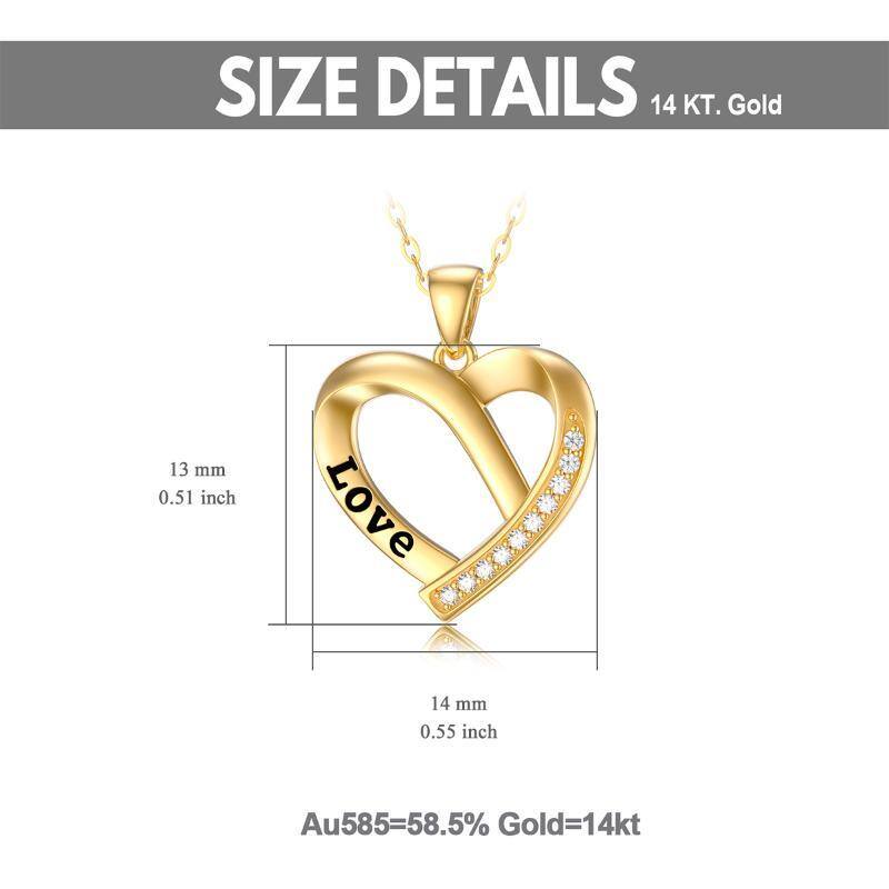 14K Gold Heart Pendant Necklace-5