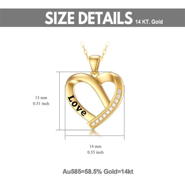 Collana con ciondolo a forma di cuore in oro 14K-5