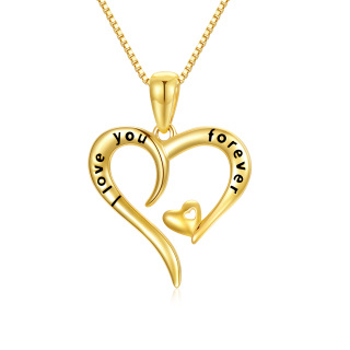 14K Gold Heart Pendant Necklace For Women-52