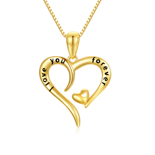 Collier avec pendentif en or 14K en forme de coeur avec mot gravé