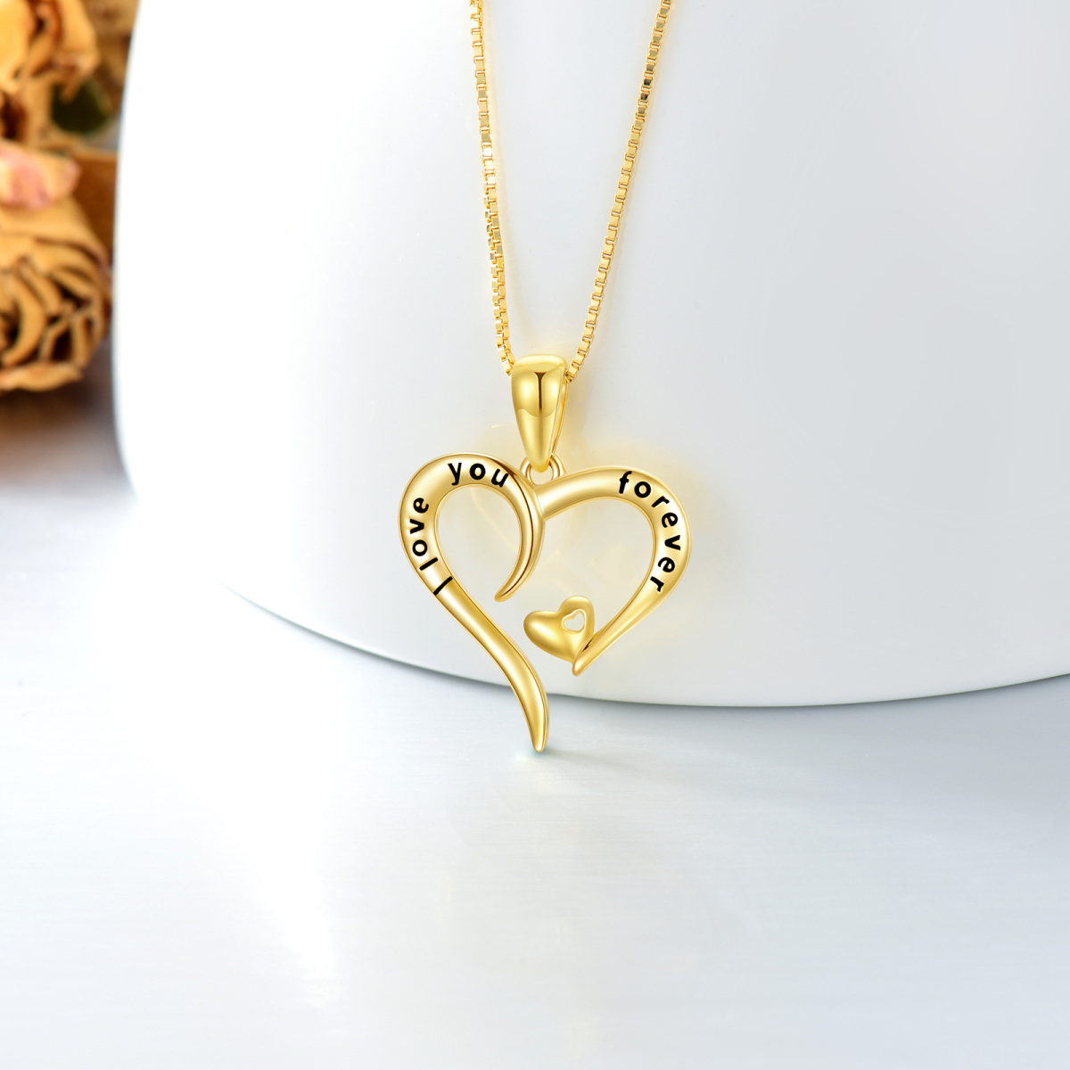 14K Gold Heart Pendant Necklace For Women-4