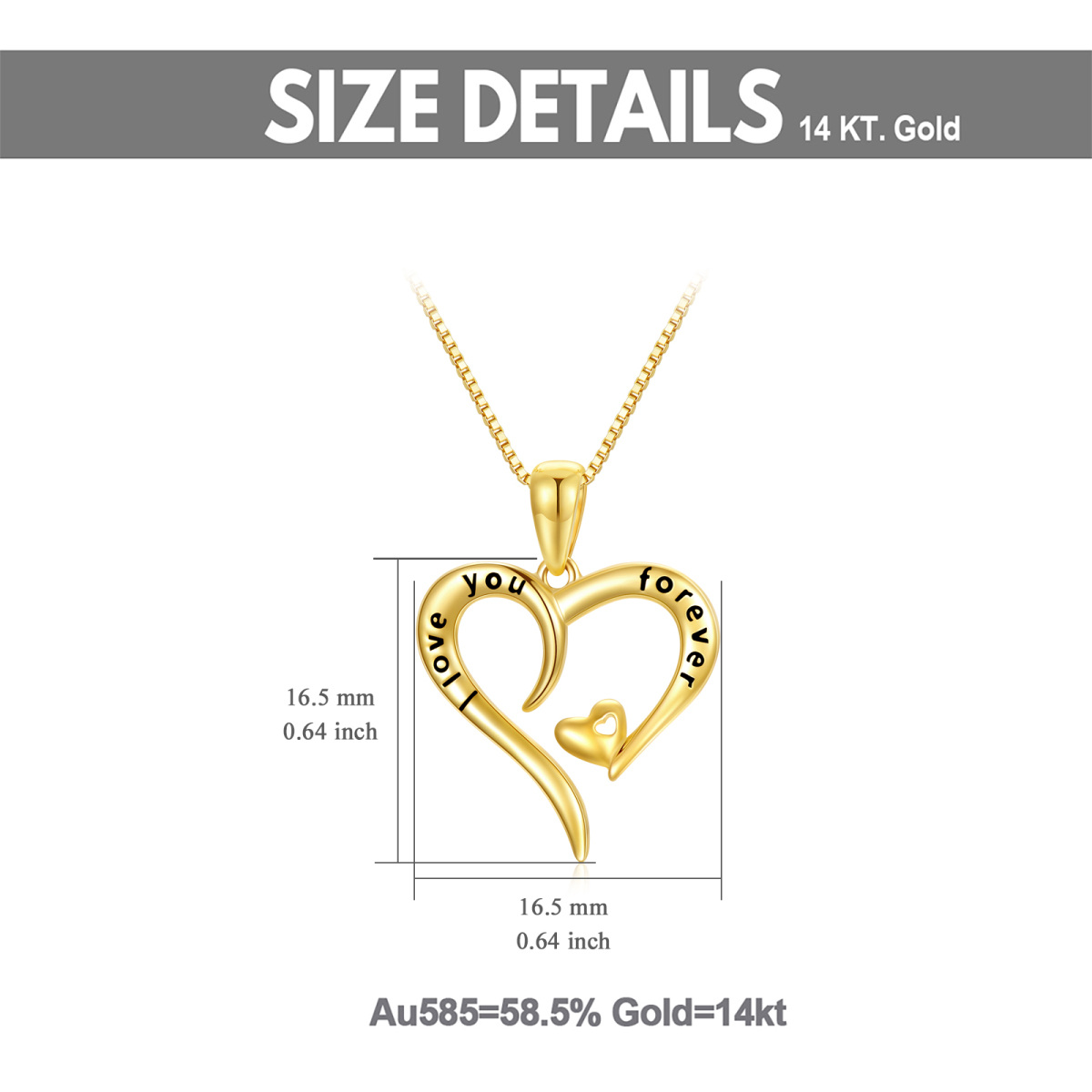 14K Gold Heart Pendant Necklace For Women-6