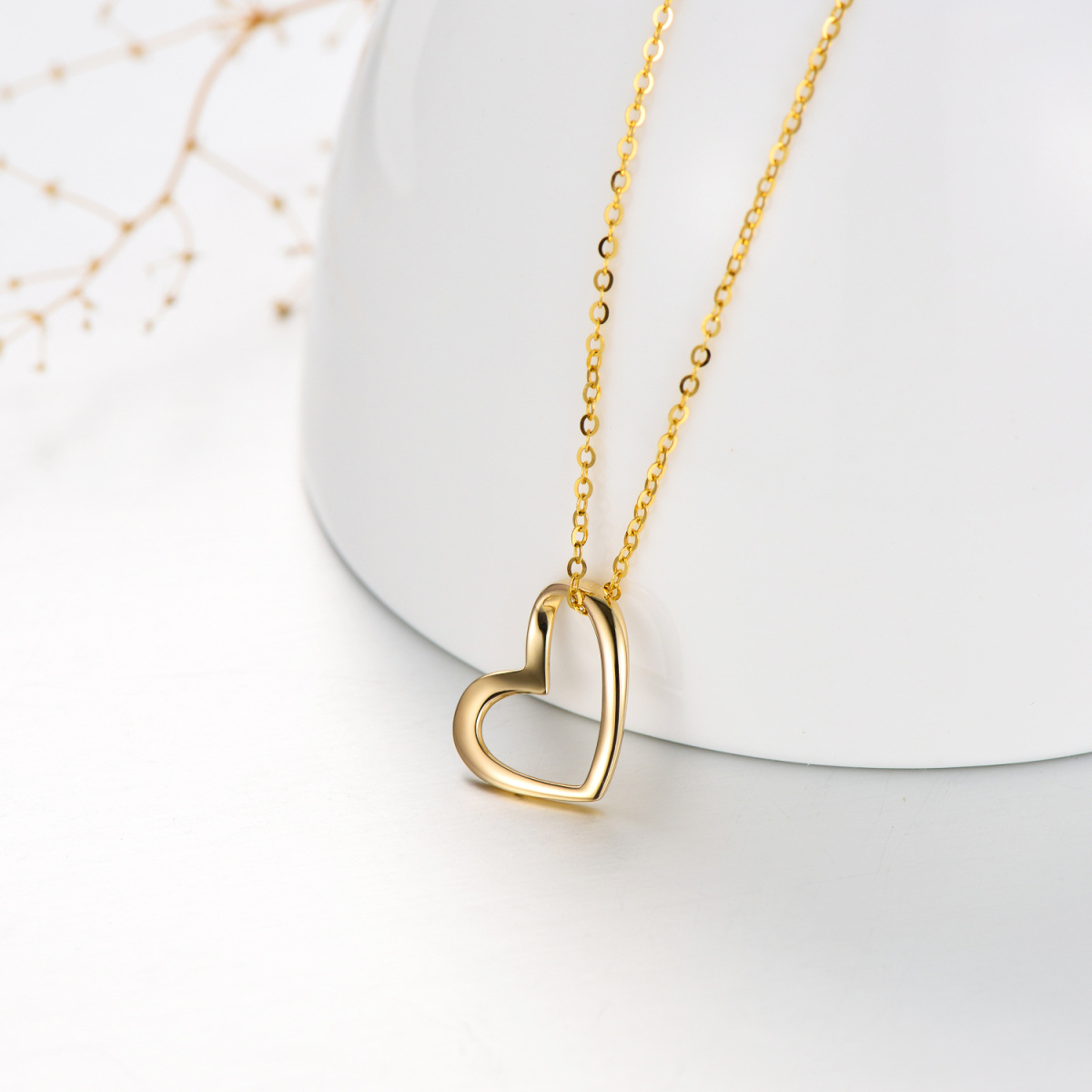 Collier avec pendentif en forme de coeur en or 14K-4