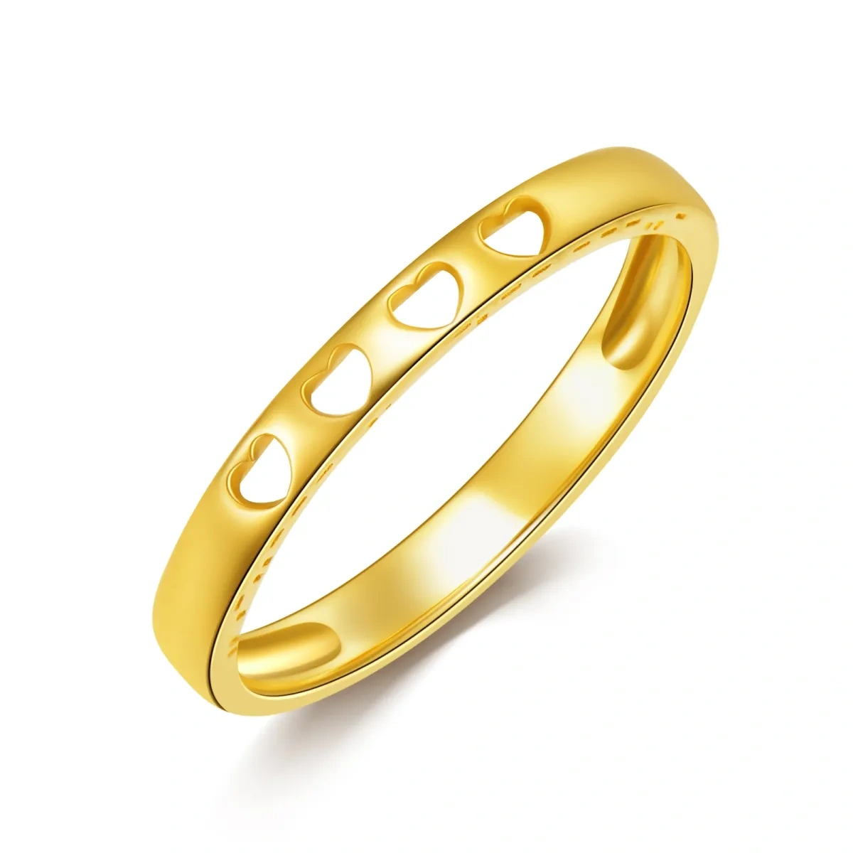 18K Gold Heart Ring with Engraved Word-1