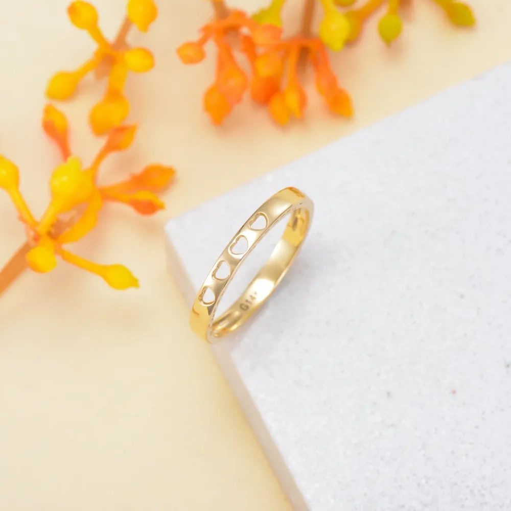 10K Gouden Hart Ring met Gegraveerd Woord-3