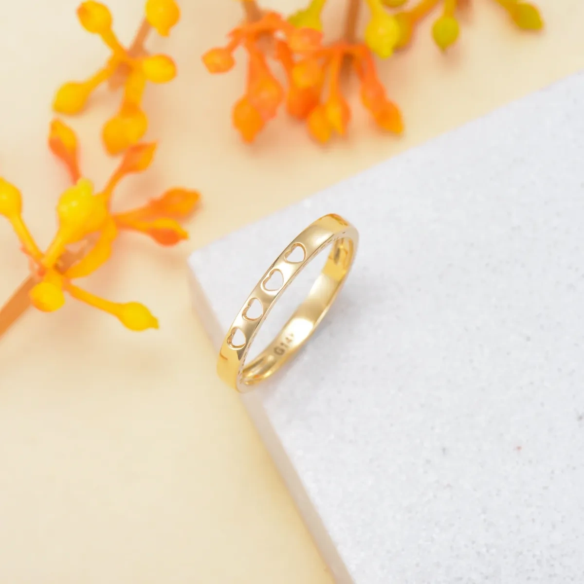 14K Gold Heart Ring with Engraved Word-3