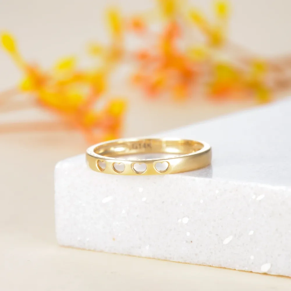 10K Gouden Hart Ring met Gegraveerd Woord-4