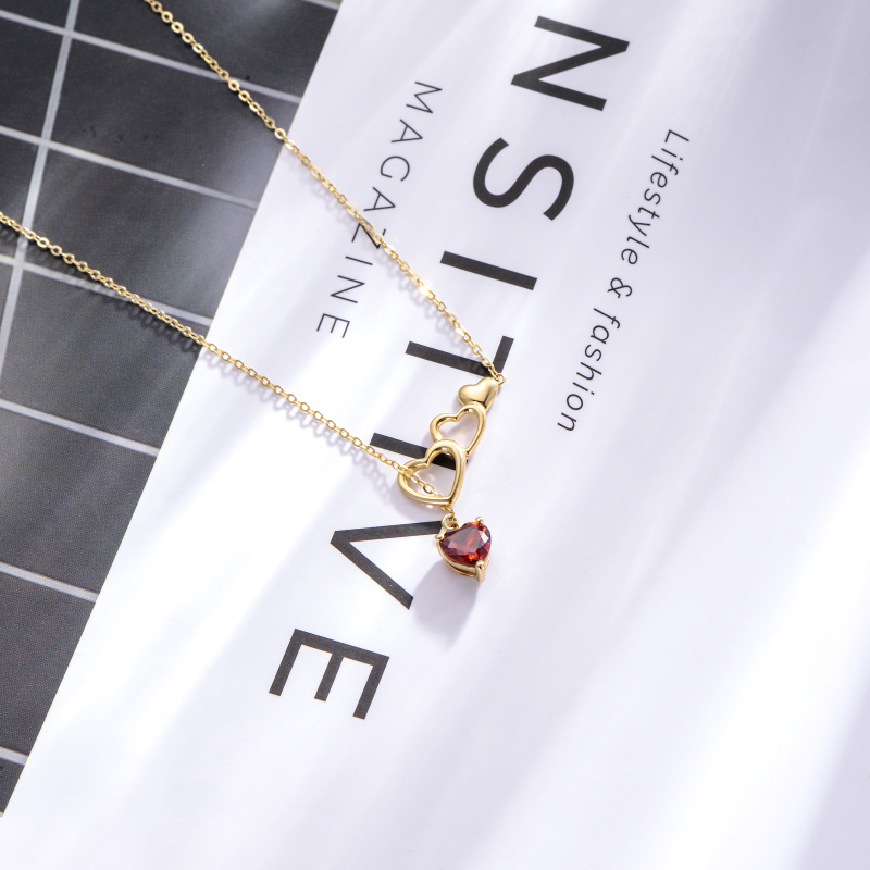 Collar ajustable en forma de Y con circonita cúbica tallada en forma de corazón de oro blanco de 10 quilates-4