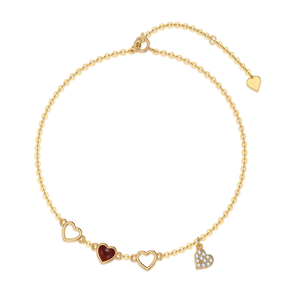 14K Gold Heart Agate Pendant Bracelet For Women-1