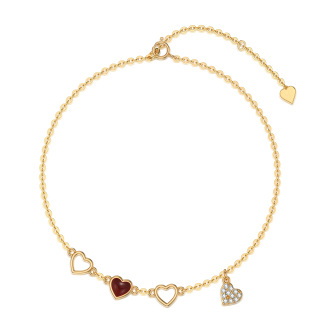 10K Gold Heart Agate Charm Bracelet For Women-19