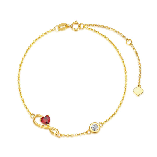 Bracciale con ciondolo a forma di cuore in oro 14K con zirconia cubica e simbolo dell'infinito