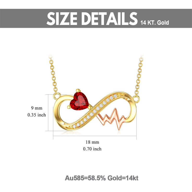 18K Gold Heart Shaped Cubic Zirconia Infinity Symbol Pendant Necklace-5