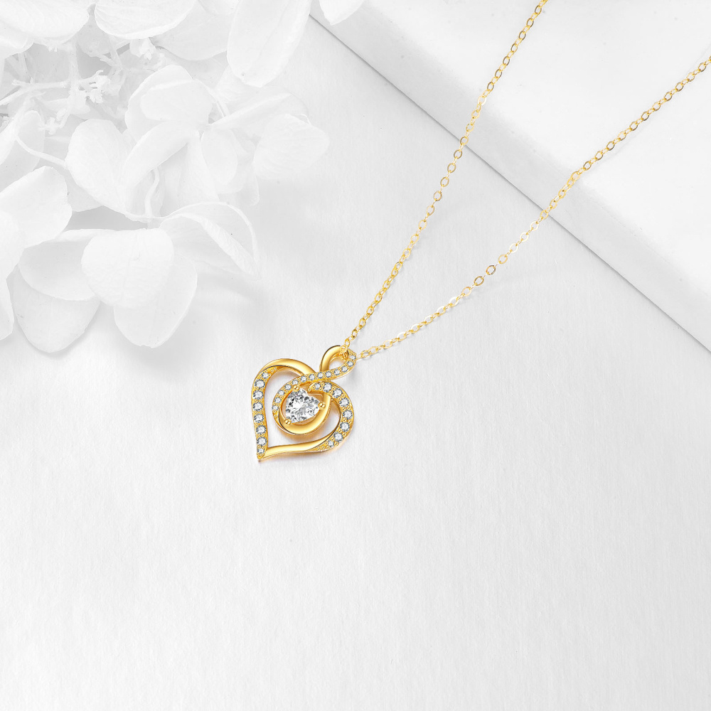 14-karätige Goldkette mit Herzanhänger aus Zirkonia und Unendlichkeitszeichen für die best-4