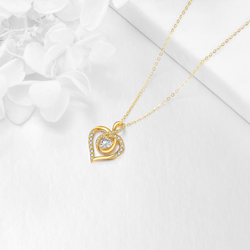 Collar con colgante de corazón de oro de 14 quilates con circonita cúbica y símbolo de infinito para mujer, ideal para mejores amigas.-4
