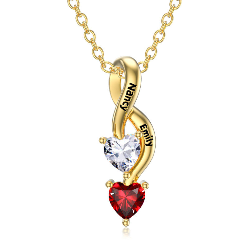 14K Gold Heart Shaped Cubic Zirconia Infinity Symbol Personalized Birthstone Pendant Necklace