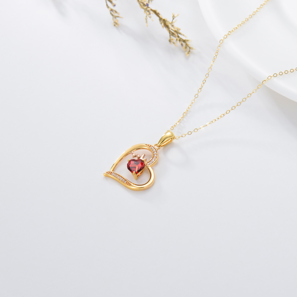 Collier pendentif Electrocardiogramme en or 10K avec cœur en Moissanite Pour Femmes Best F-4