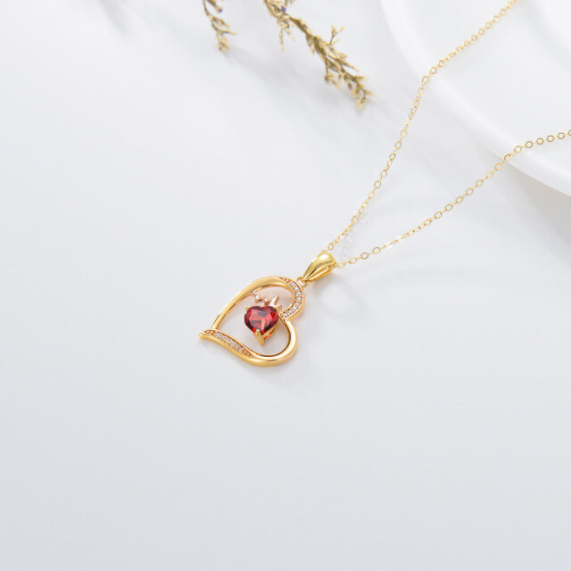 Collana con ciondolo a forma di cuore e elettrocardiogramma in moissanite in oro 14K-4