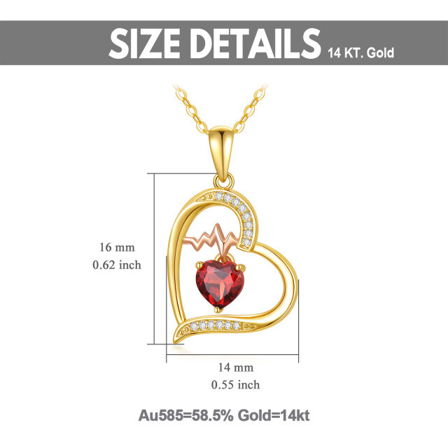 Collier en or 14K avec pendentif coeur et électrocardiogramme en Moissanite-5