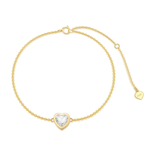 Bracelet en or 14K avec pendentif en forme de coeur en Moissanite-1