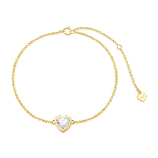 10K Gold Heart Moissanite Charm Bracelet For Women-43